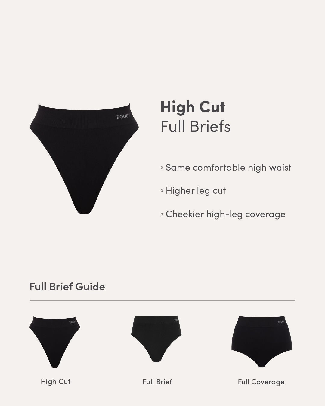 High Cut Full Briefs - Black