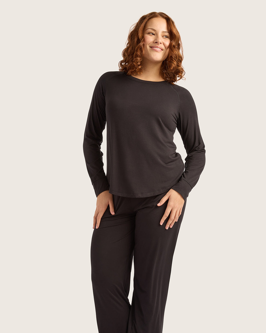 Goodnight Raglan Sleep Top - Black