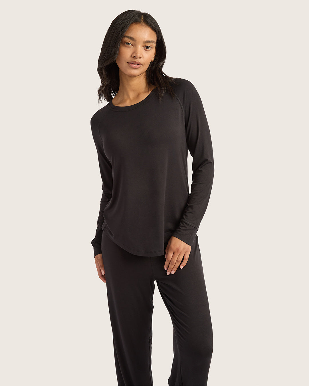 Goodnight Raglan Sleep Top - Black
