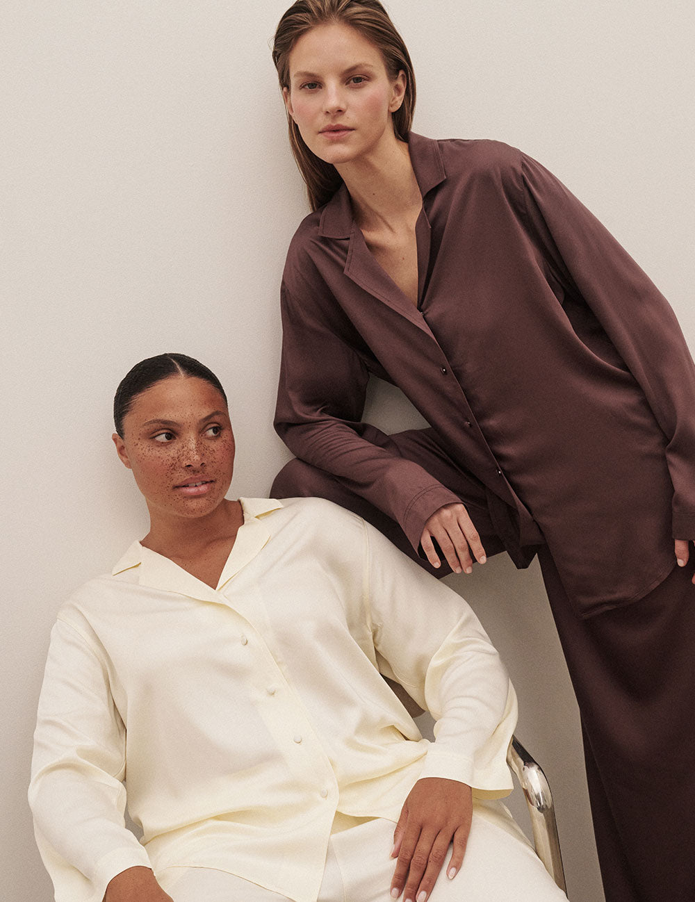 Vegan Silk Long Sleeve Shirt - Garnet