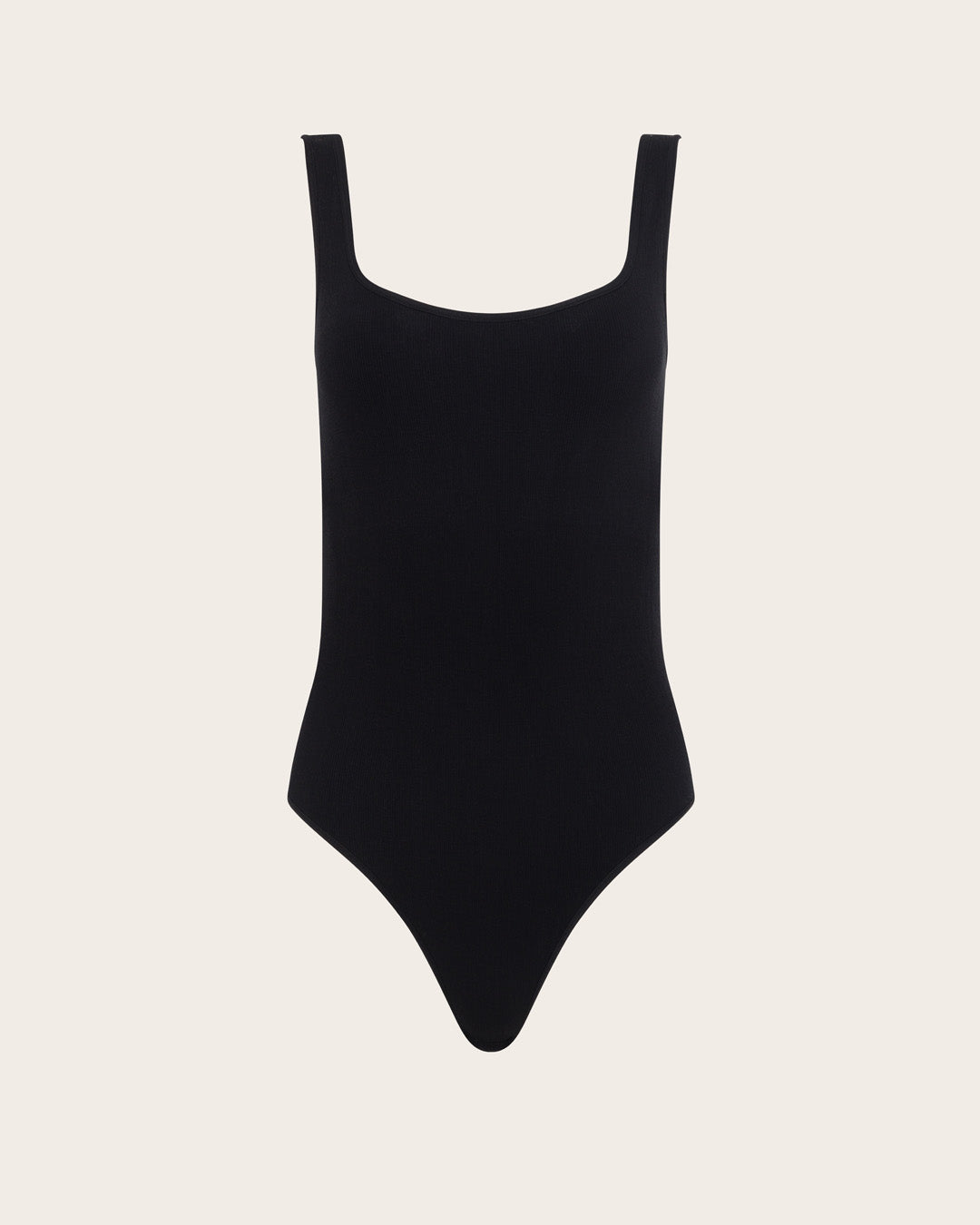 Ribbed Square Neck Bodysuit - Black