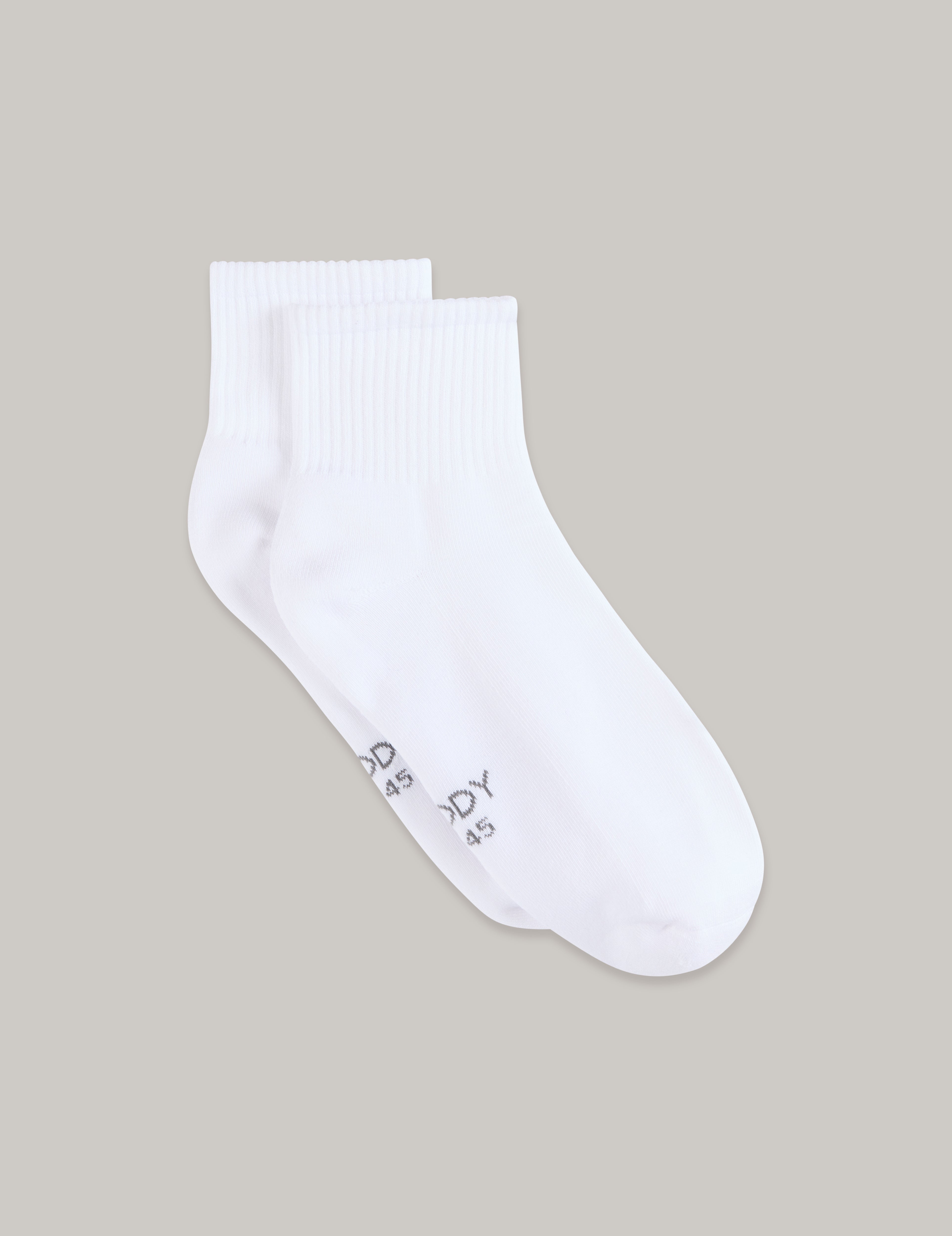 Cushioned Quarter Crew Socks - White