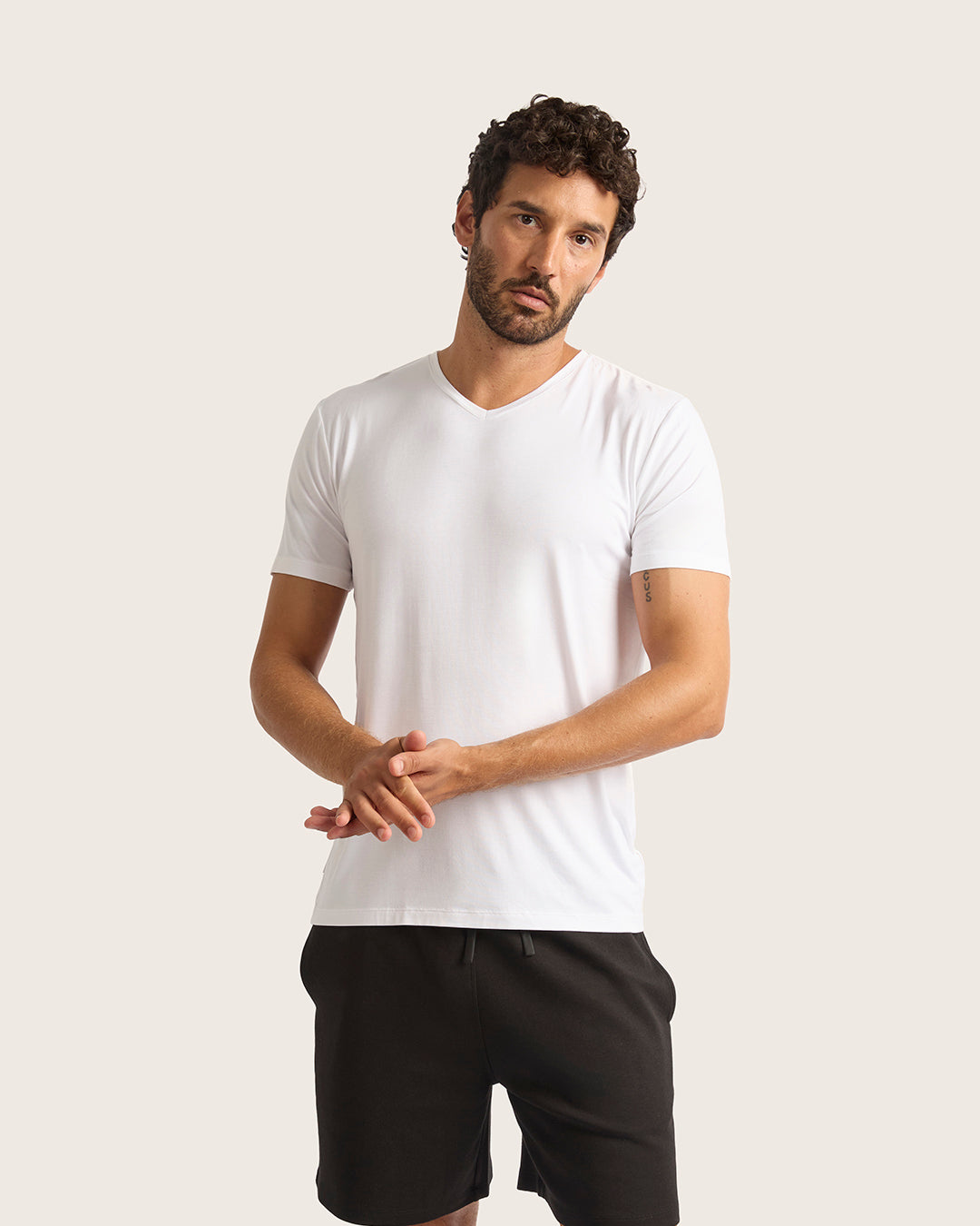 Men's Base Layer V-Neck T-Shirt - White