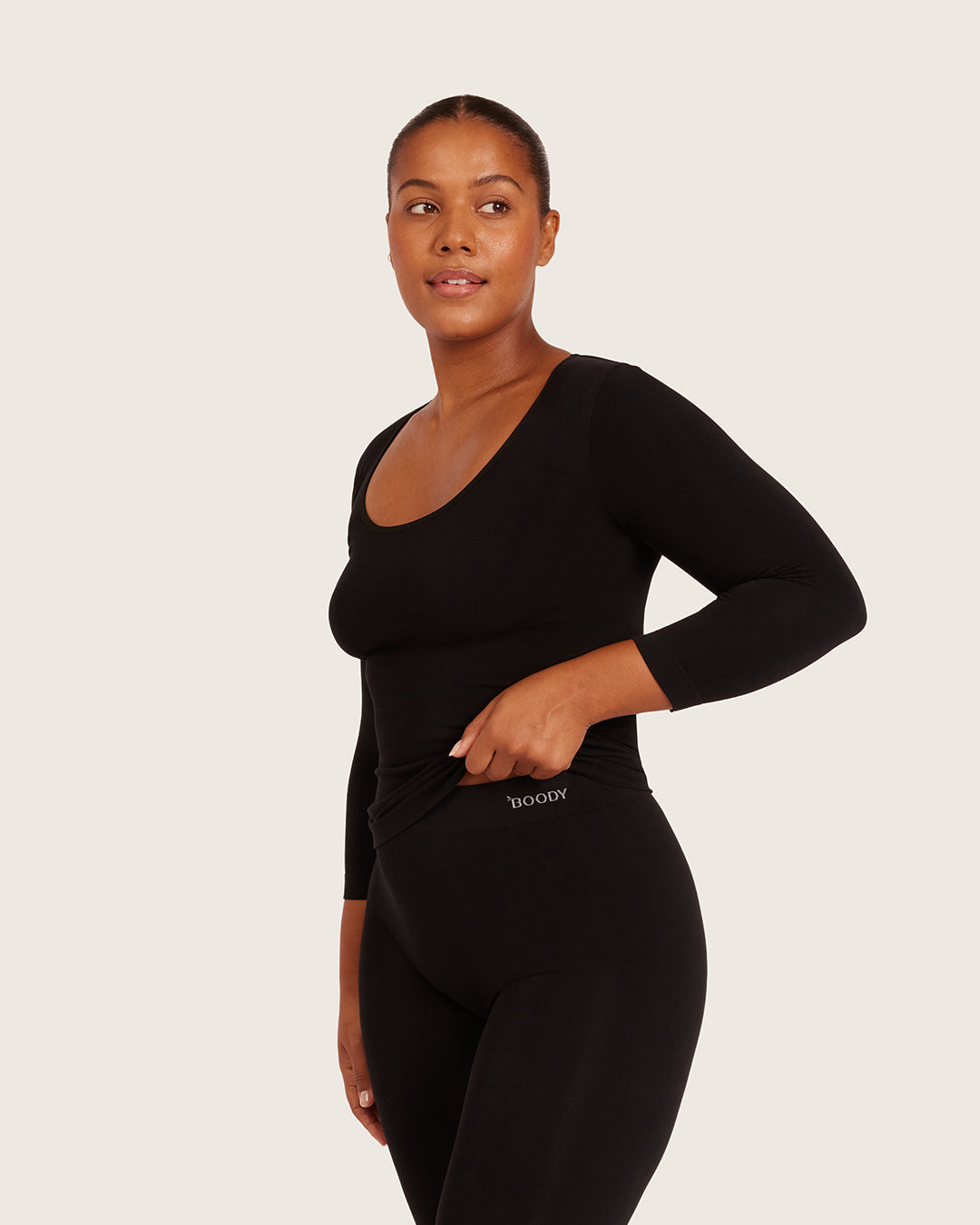 Base Layer 3/4 Sleeve Top - Black