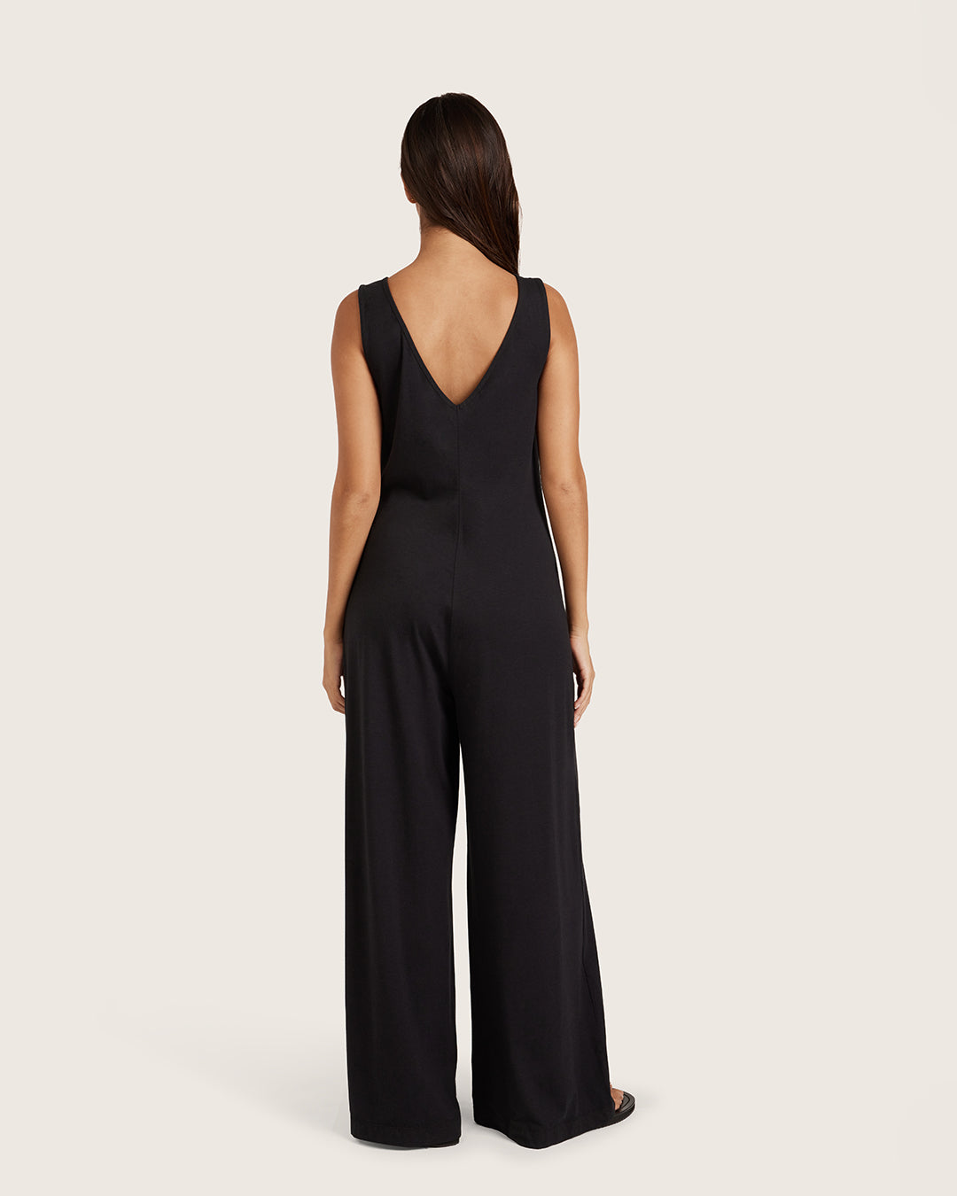 Boat Neck Jumpsuit - Black