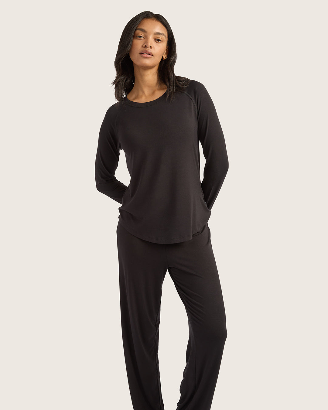 Goodnight Raglan Sleep Top - Black