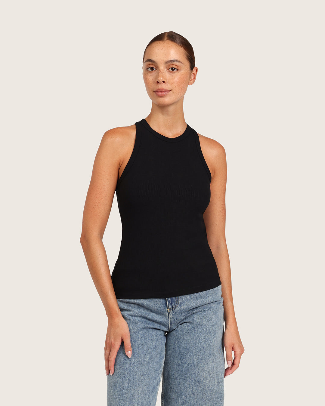 Women's Ribbed Racerback Tank - Black