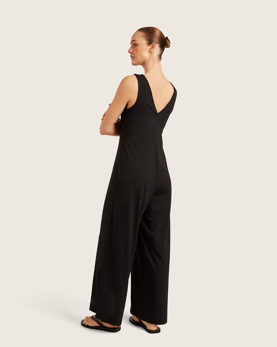 Boat Neck Jumpsuit - Black