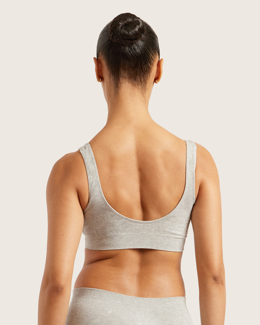 Seamfree Padded Crop Bra - Light Grey Marl