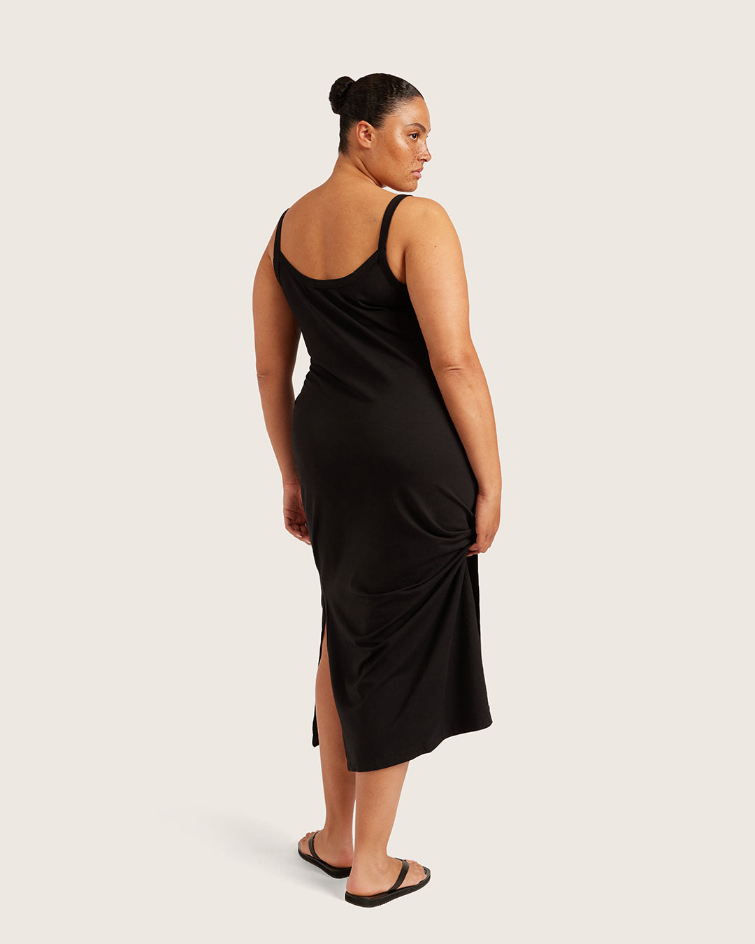 V-Neck Slip Dress - Black