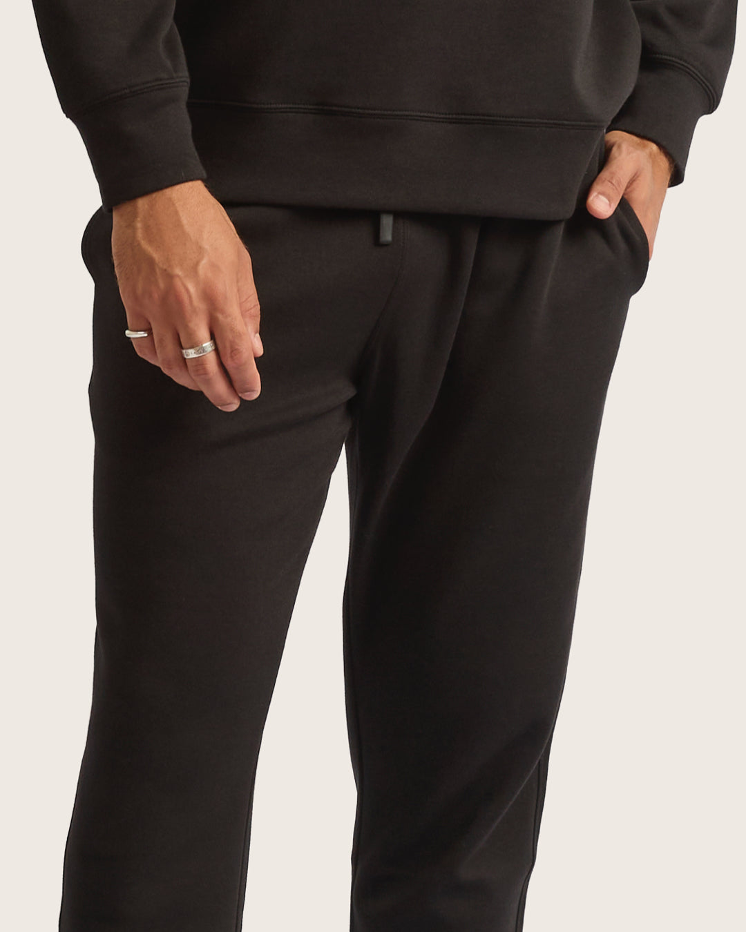 Bamboo CloudKnit Men's Cuffed Sweat Pants - Black