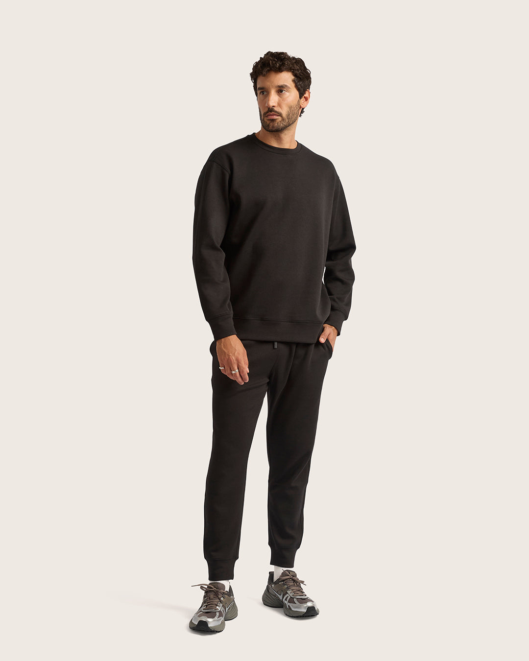 Bamboo CloudKnit Men's Cuffed Sweat Pants - Black