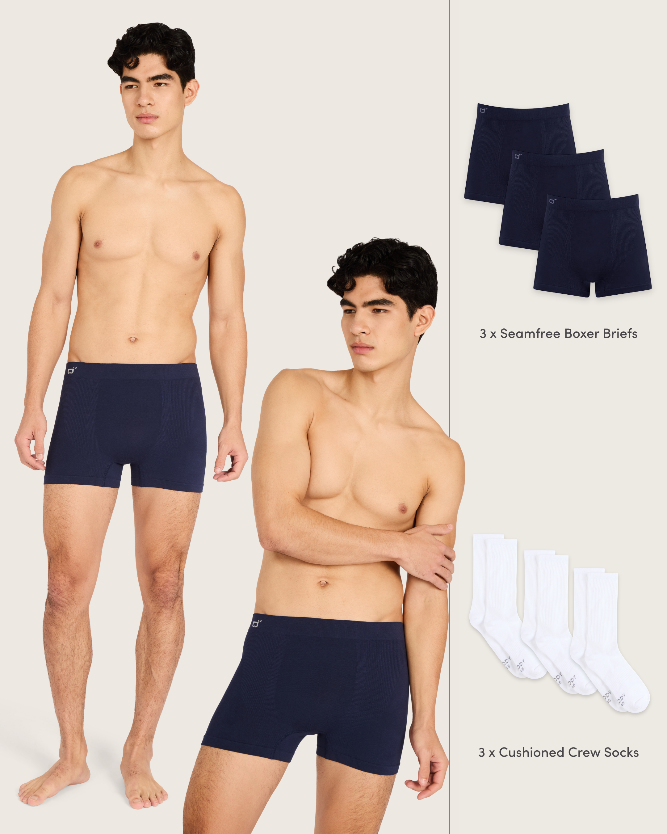 The Seamfree Socks & Jocks Pack - Navy/White
