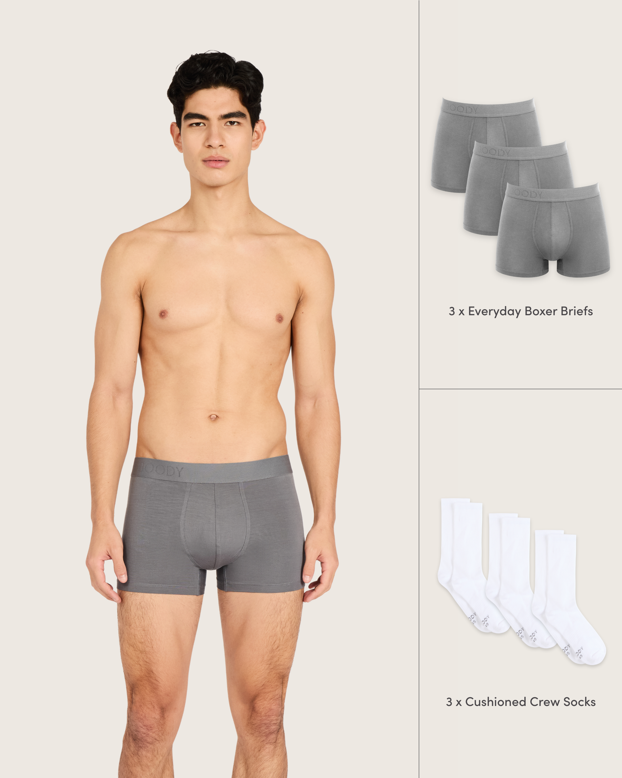 The Everyday Socks & Jocks Pack - Ash/White