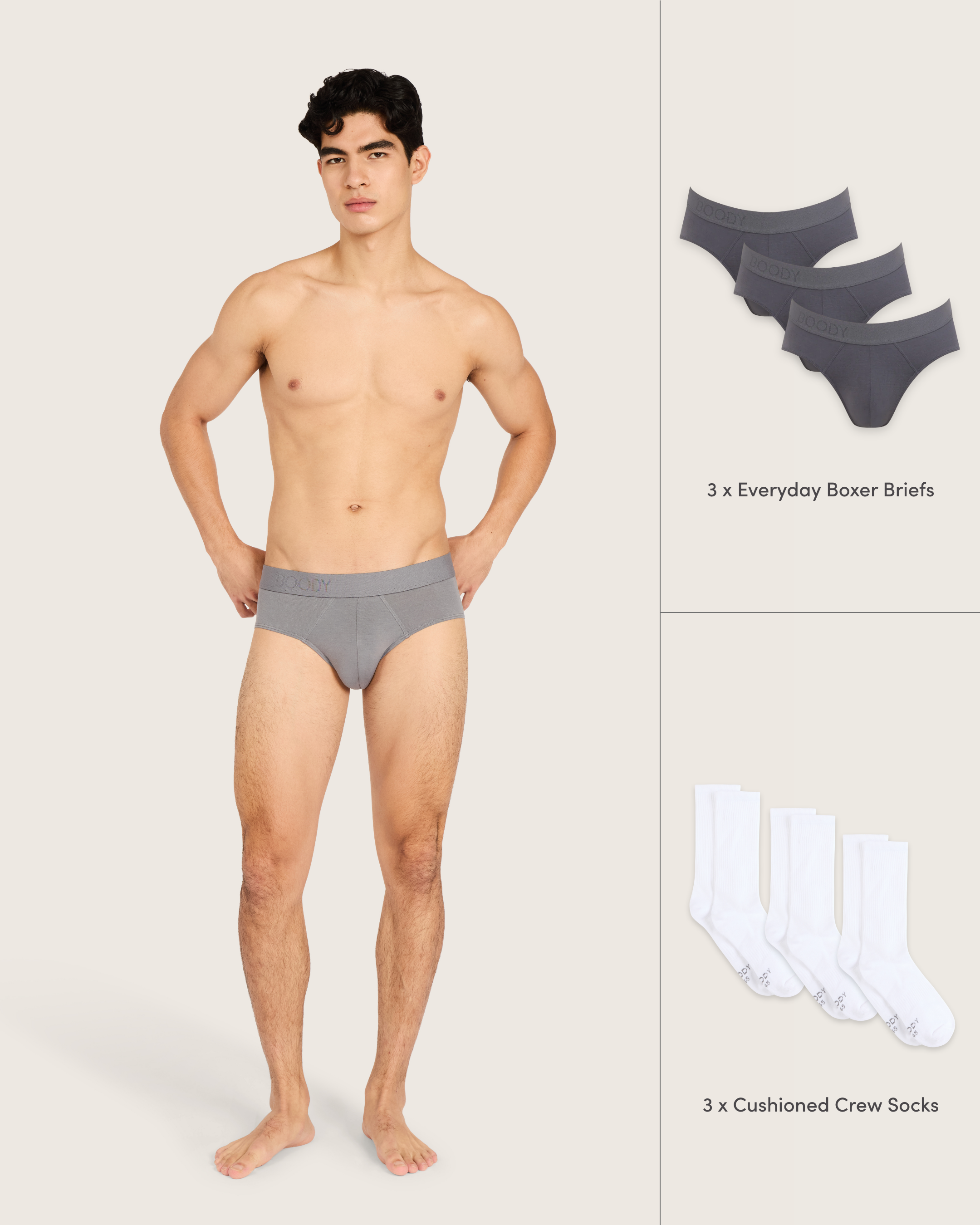 The Everyday Socks & Briefs Pack - Ash/White