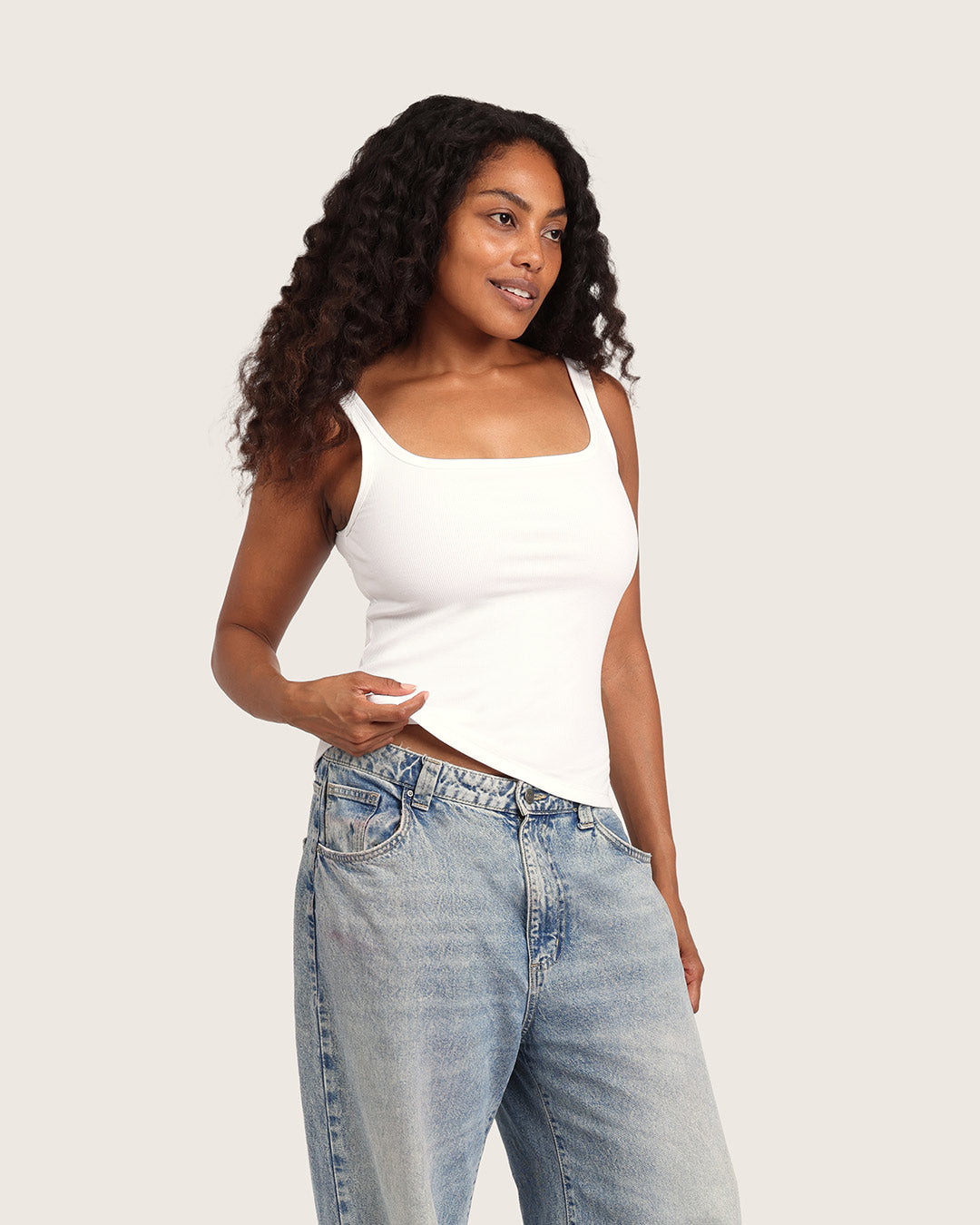 Women's Ribbed Tank Top - White