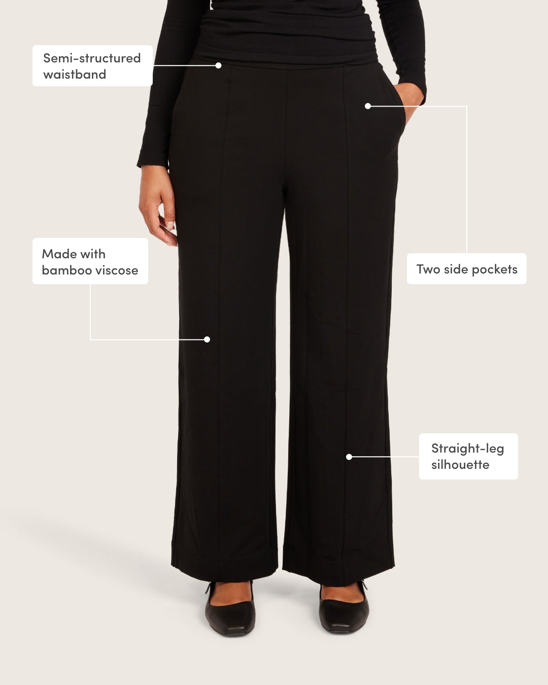Relaxed Leg Pants - Regular - Black
