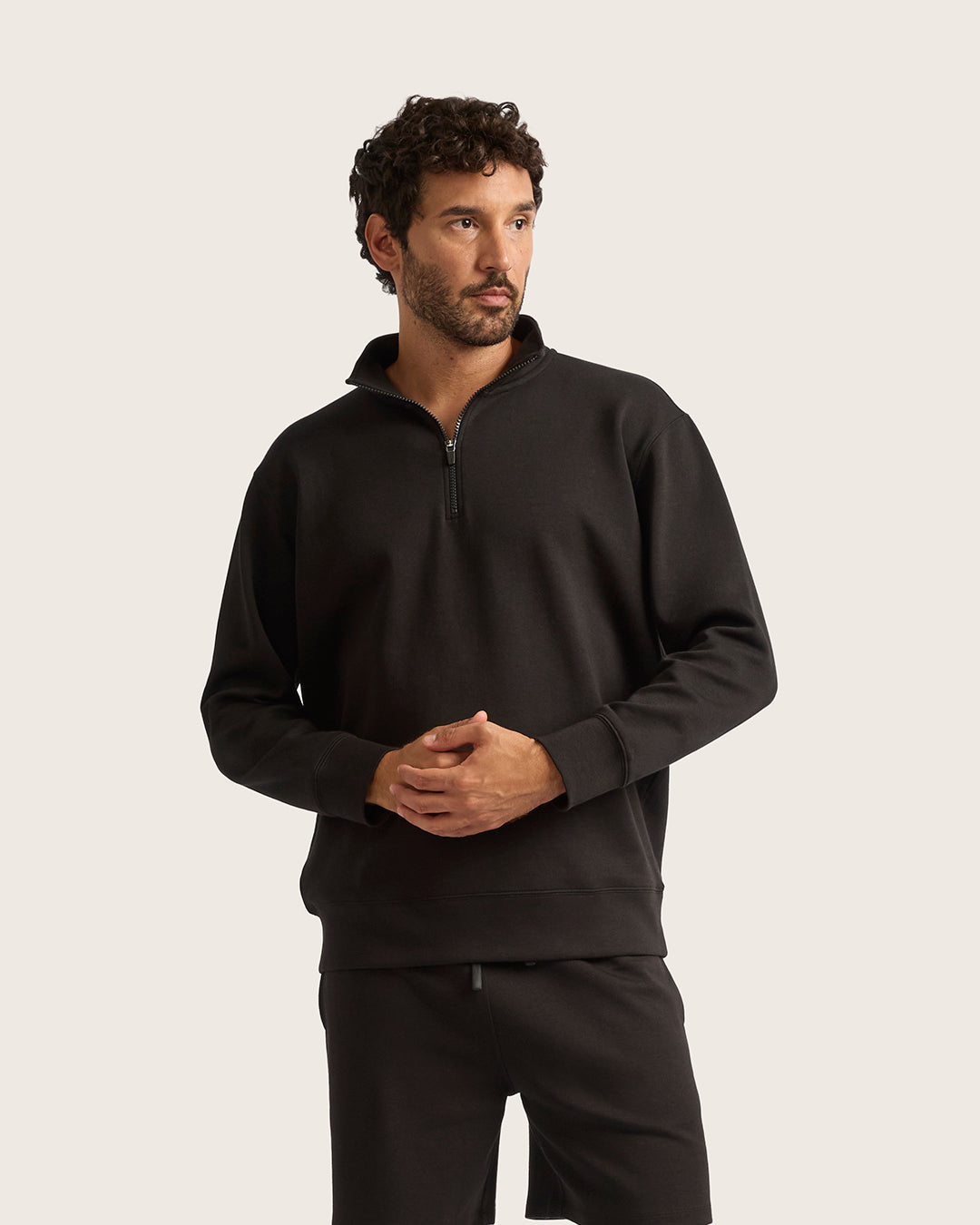 Men's Quarter Zip Sweater - Black