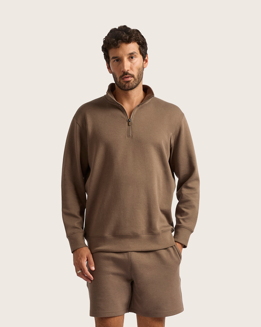 Men's Quarter Zip Sweater - Oyster