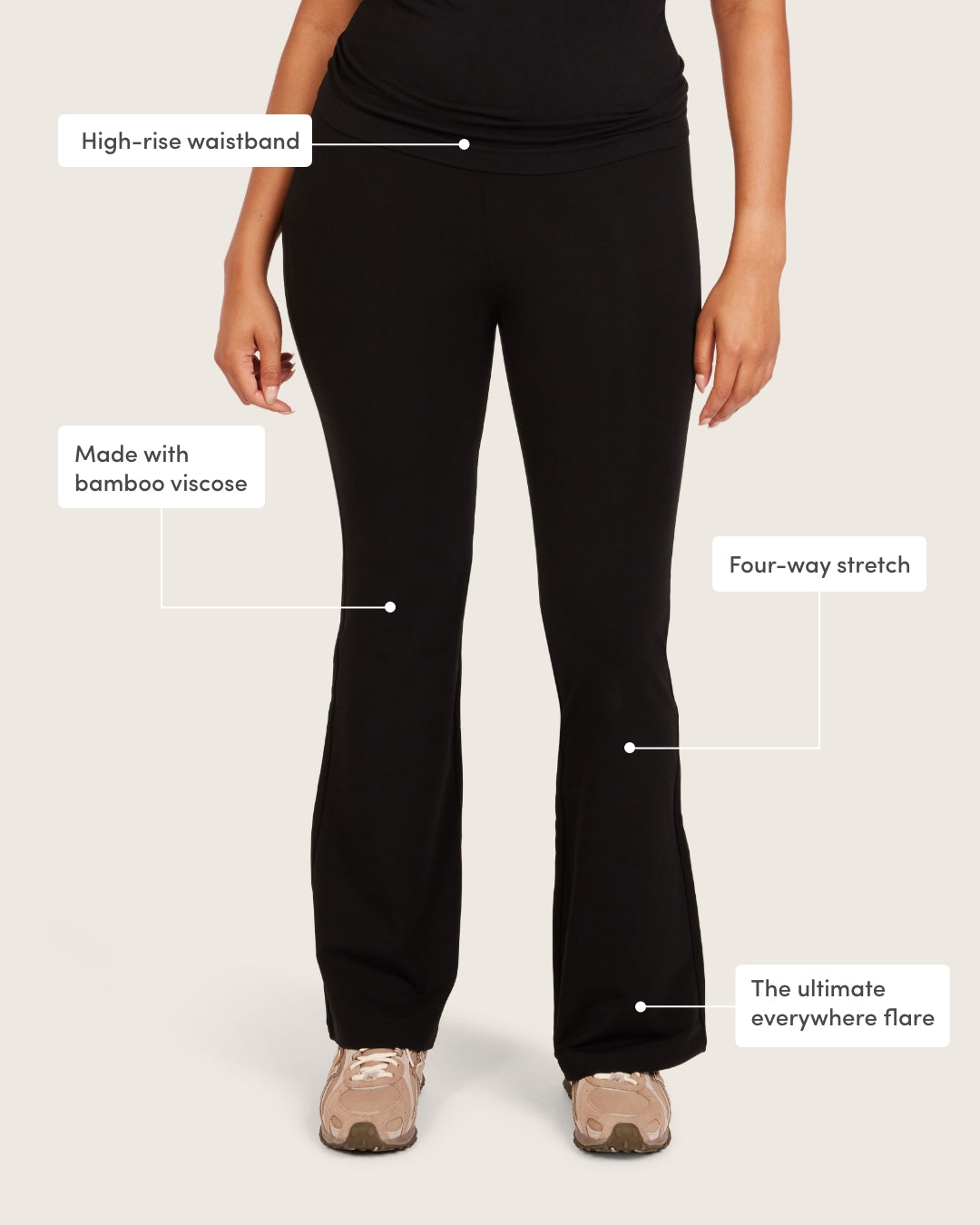High Waist Flare Pants - Regular  - Black