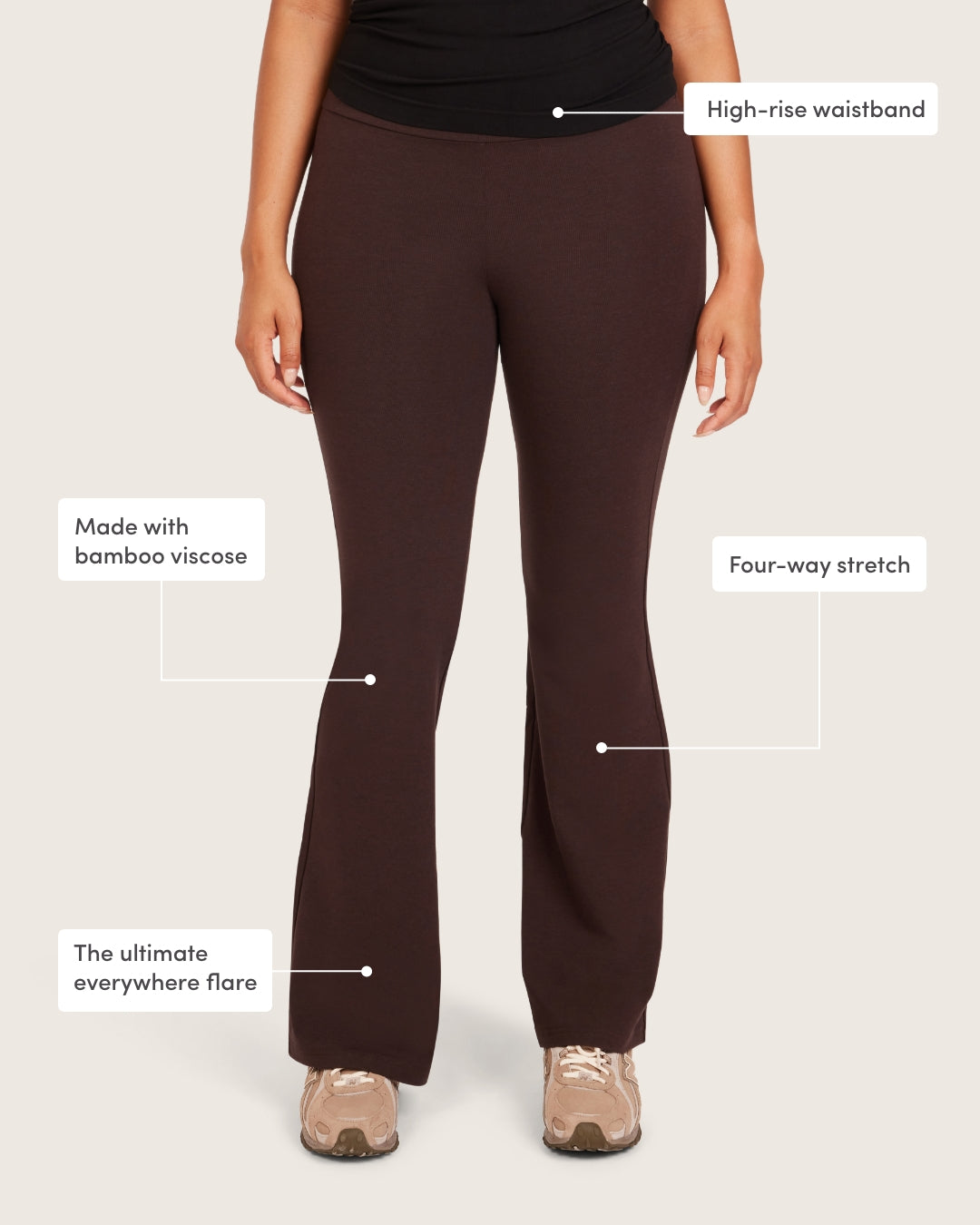High Waist Flare Pants - Regular - Carob