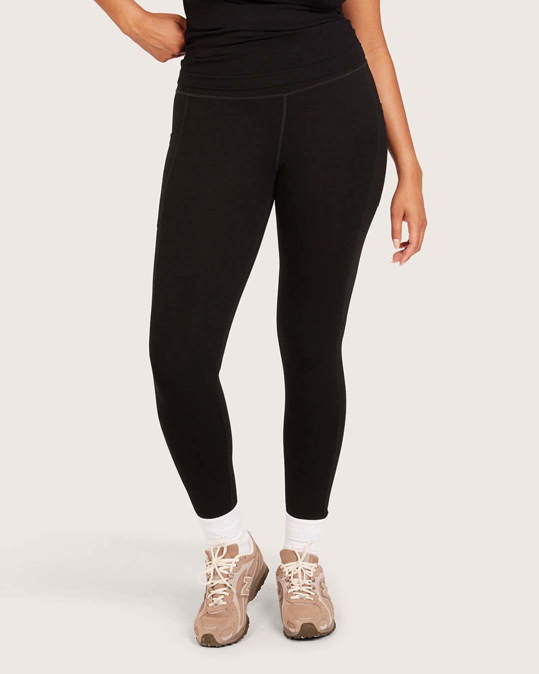 High Waist Leggings with Pocket - Black