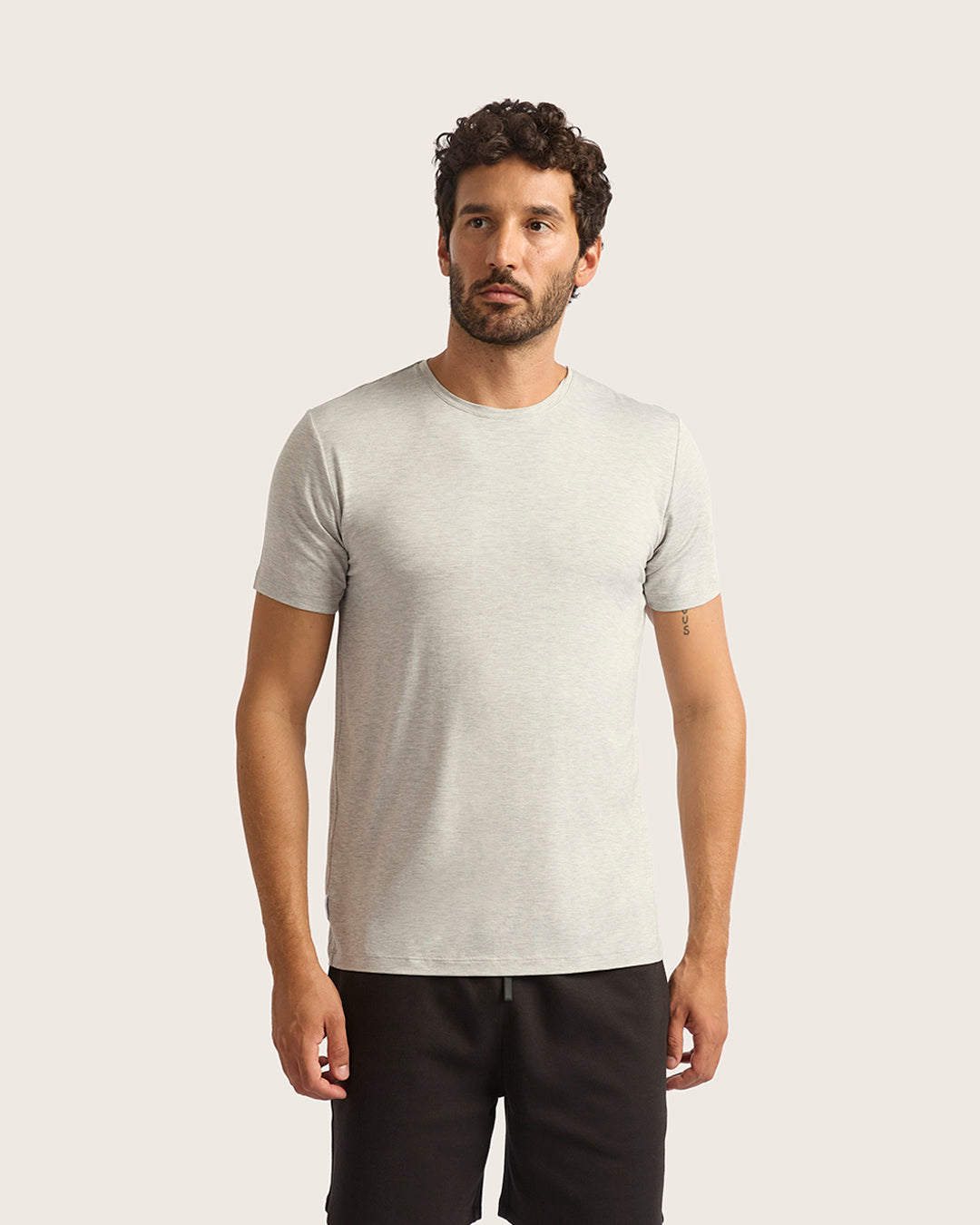 Men's Base Layer Crew Neck T-Shirt - Light Grey Marl