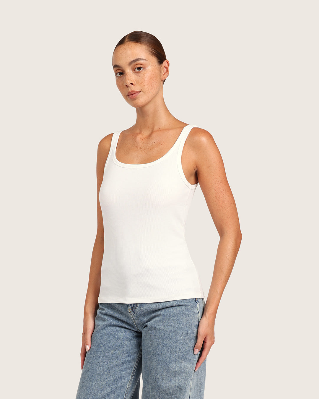 Women's Ribbed Tank Top - White