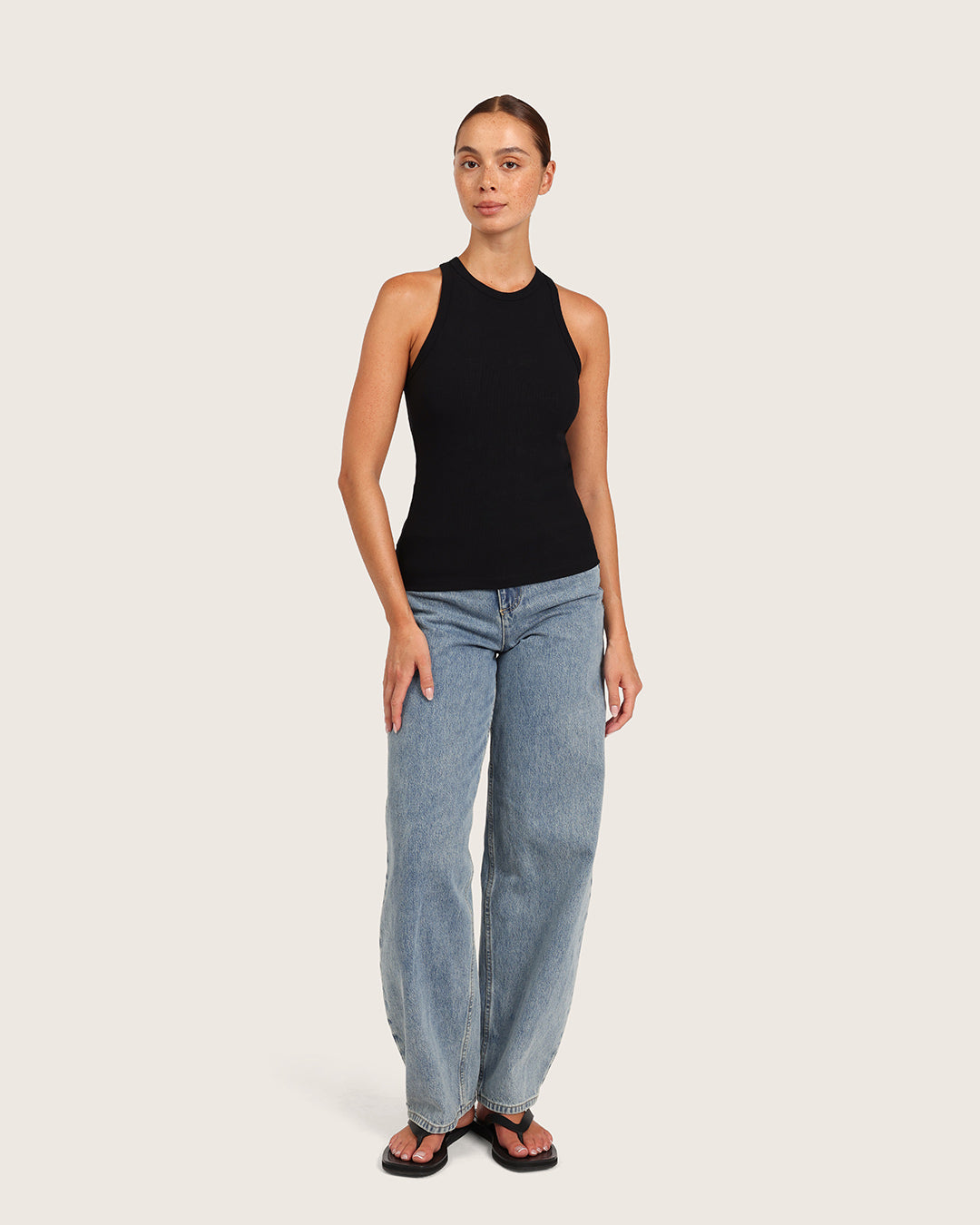 Women's Ribbed Racerback Tank - Black