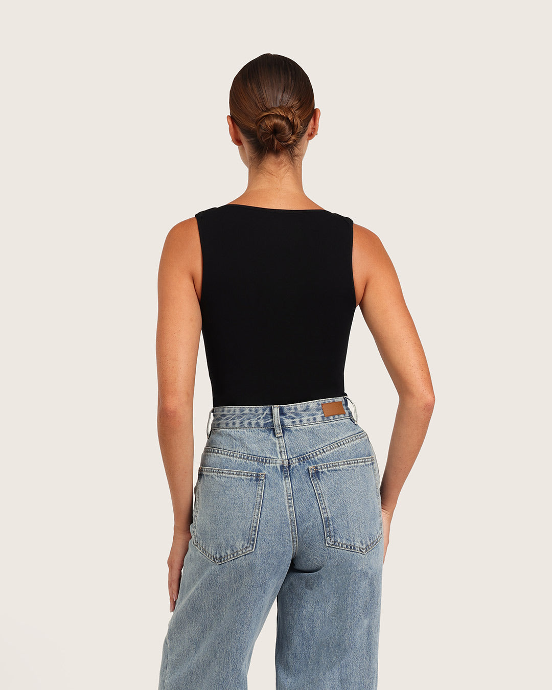 Ribbed Boat Neck Bodysuit - Black