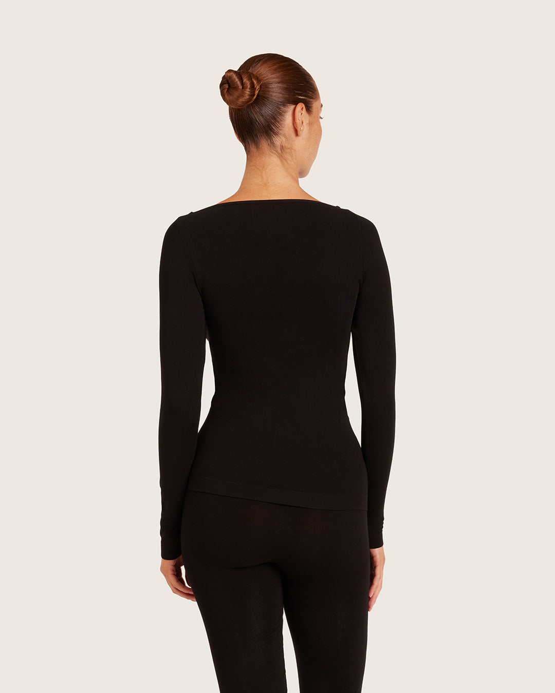 Base Layer Boatneck Long Sleeve Top - Black