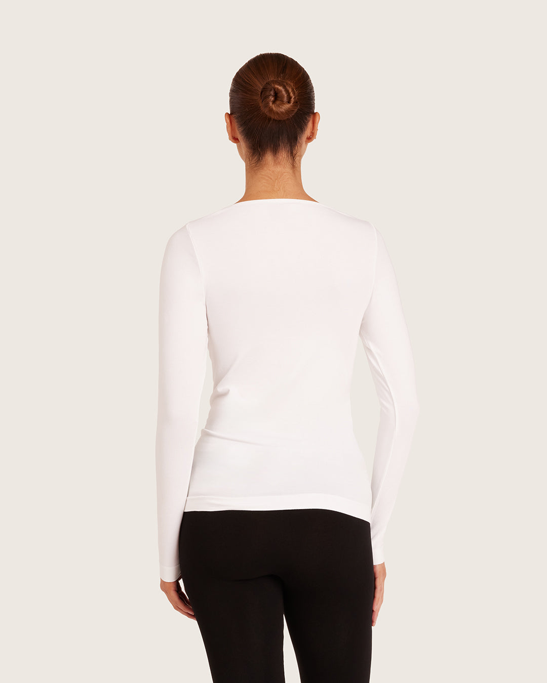 Base Layer Boatneck Long Sleeve Top - White