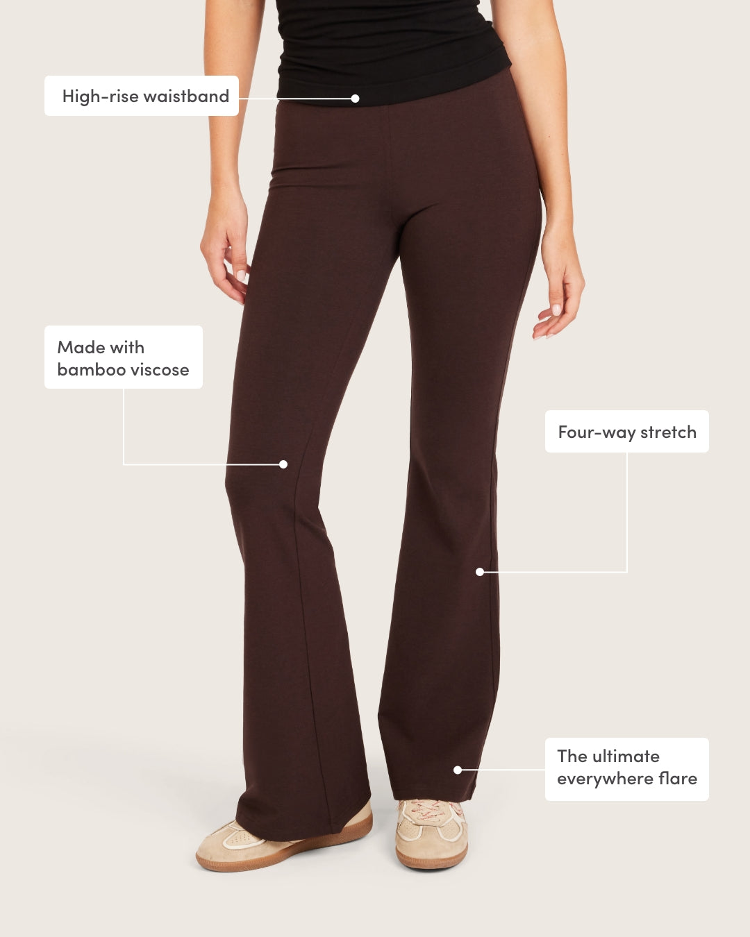 High Waist Flare Pants - Regular - Carob
